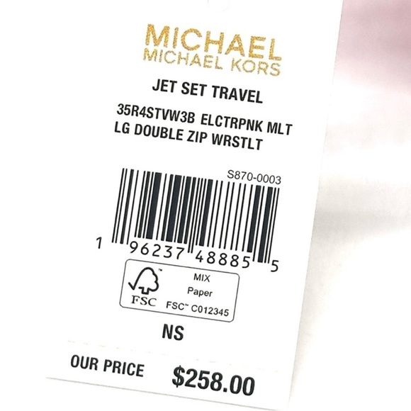 Michael Kors Double Zip Wallet Wristlet Electric Pink Multi (NWT) - Picture 9 of 9